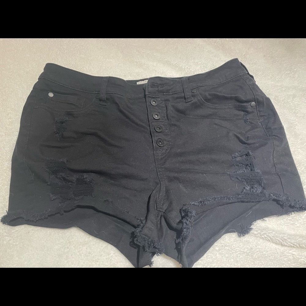 Torrid black button fly denim shorts